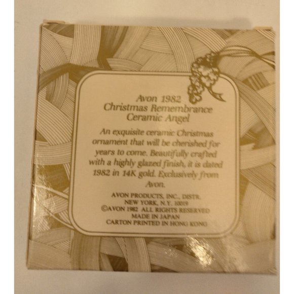 Avon 1982 Christmas Remembrance Angel Cherub Ornament 14K White Ceramic Box - Picture 6 of 6